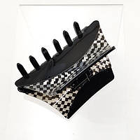 Краб Для Волос Трапеція 90х45 мм Французький Пластик Біла Шахматка