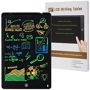 Дитячий кольоровий LCD-планшет для малювання діагональ екрана 12 дюймів Black