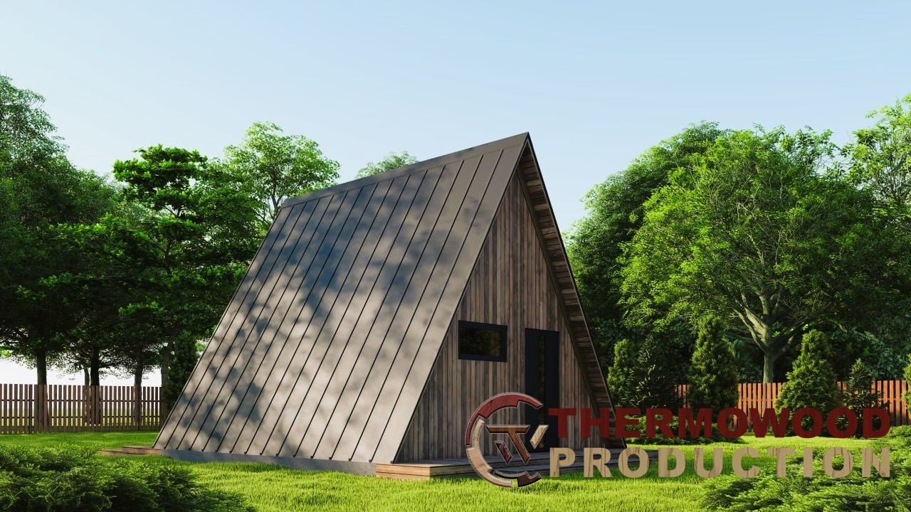 Модульный каркасный дом шалаш в стиле А-Фрейм 6,0х6,0х6,0м под ключ A-Frame House - фото 4 - id-p2143874849