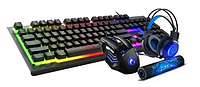 Игровой комплект 4 в 1 с подсветкой RGB Gaming Мишка Наушники Клавиатура Коврик