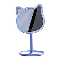 Зеркало настольное в форме котика с led подсветкой для макияжа Синий GL-55