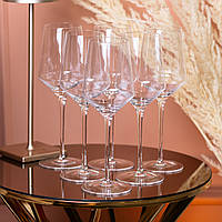 Бокал для вина высокий на ножке прозрачный из стекла набор 6 шт. GL-55