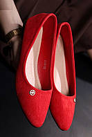 Красные замшевые туфли без каблука плоская подошва 36 38 40 размер
