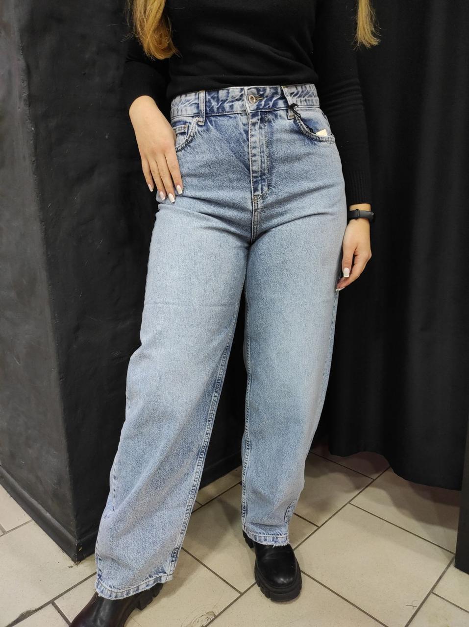 Джинси Serocco Baggy жіночі котон блакитні широкі баггі 28, фото 1