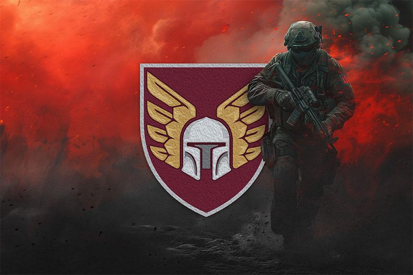 Прапор 46 ОАеМБр ДШВ ЗСУ червоний світанок