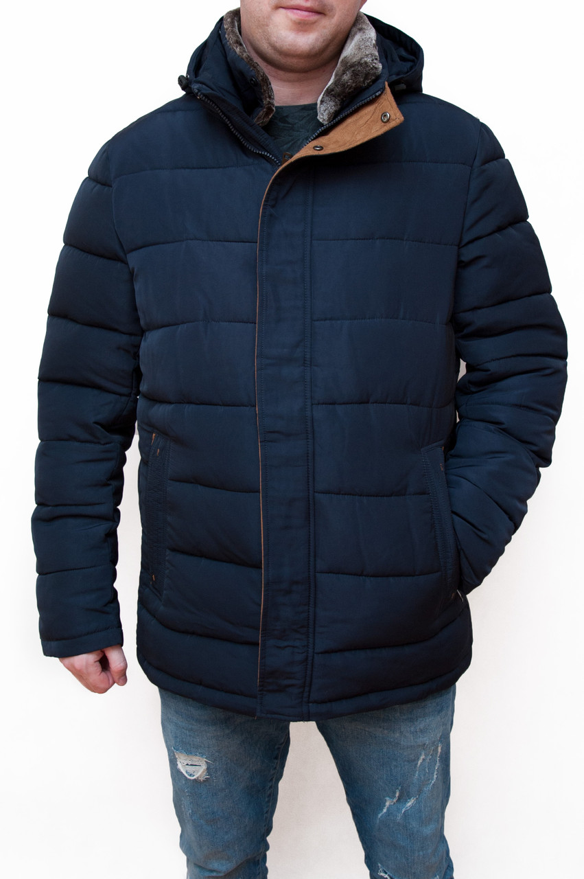 Чоловіча зимова куртка великого розміру, синього кольору.