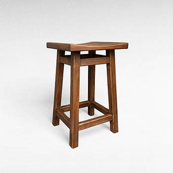 Дерев'яний напівбарний табурет ХВИЛЯ Стілець з дерева Табуретка для пабу, кафе, бару, кухні Висота 58см