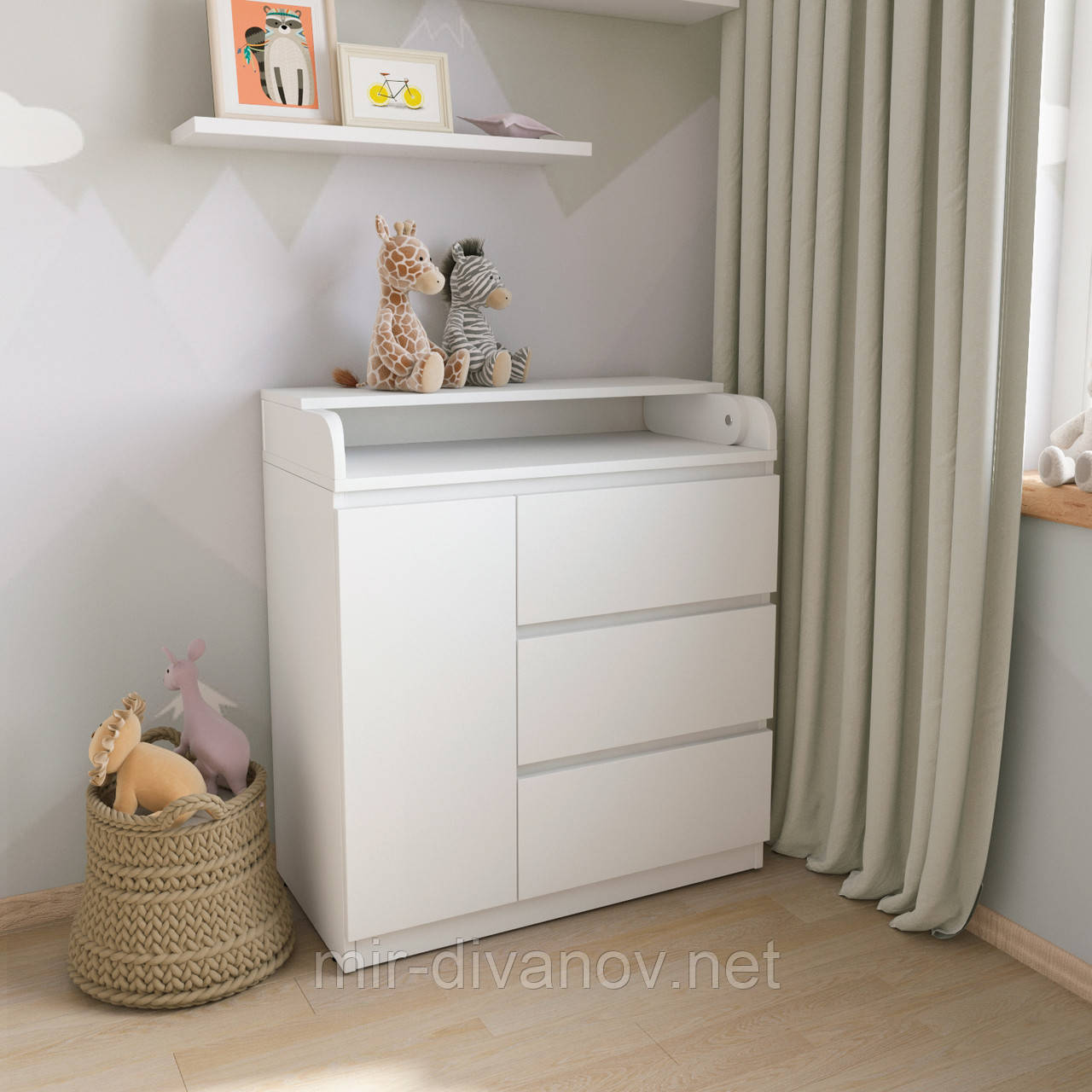 Пеленальний комод 3+1 Білий, фото 1