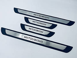 Накладки на пороги Mitsubishi Lancer X (Y-1 хром-пласт) TAN24