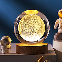 Декоративна 3D нічник кришталева куля «Місяць»