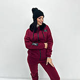 Жіночий зимовий костюм на флісі, однотонний, тринитка | Прогулянковий костюм спортивний | Кофта + штани (брюки) | Норма, фото 4