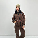 Жіночий зимовий костюм на флісі, однотонний, тринитка | Прогулянковий костюм спортивний | Кофта + штани (брюки) | Норма, фото 3