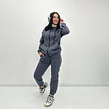 Жіночий зимовий костюм на флісі, однотонний, тринитка | Прогулянковий костюм спортивний | Кофта + штани (брюки) | Норма, фото 2