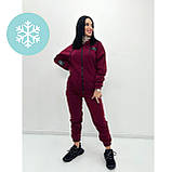 Жіночий зимовий костюм на флісі, однотонний, тринитка | Прогулянковий костюм спортивний | Кофта + штани (брюки) | Норма, фото 10