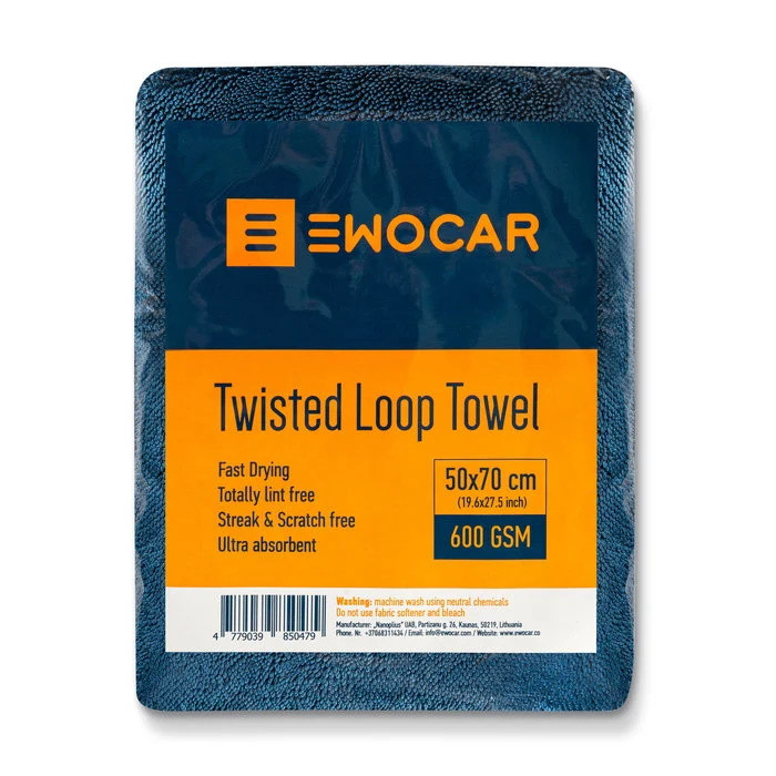 Мікрофібровий рушник Ewocar Twisted Loop Drying Towel 50x70 600 gsm