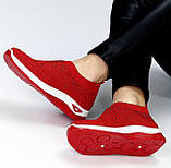 Жіночі мокасини літні червоні зі стразами текстильні спортивні з камінням червоного кольору Viki, фото 2