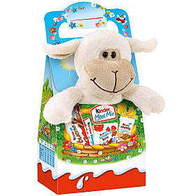 Подарунковий набір кіндер з м'якою іграшкою від Kinder Maxi Mix Овечка білий 133 г