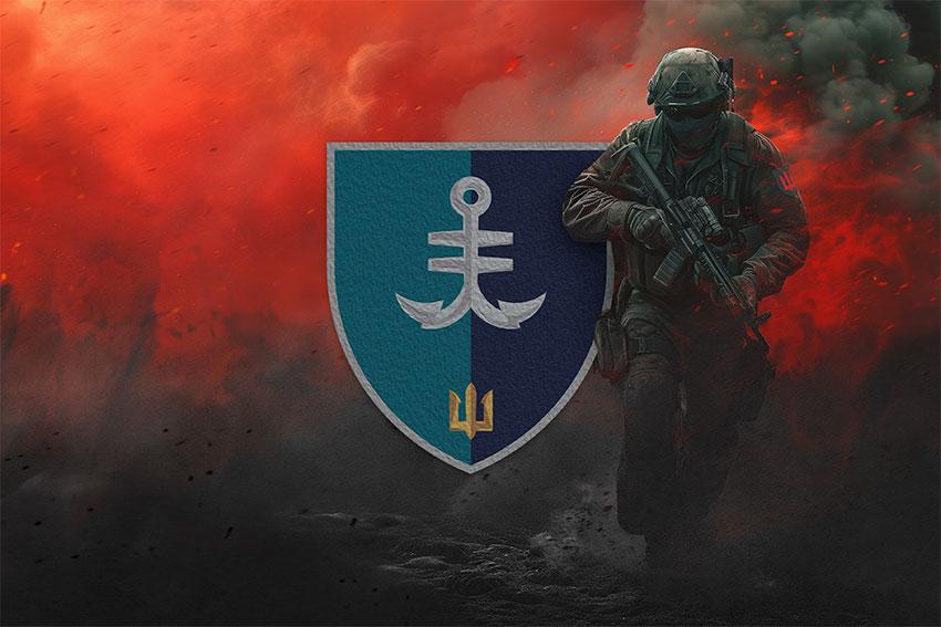 Прапор 35 ОБрМП імені Михайла Остроградського ВМС ЗСУ (лого 2) червоний світанок
