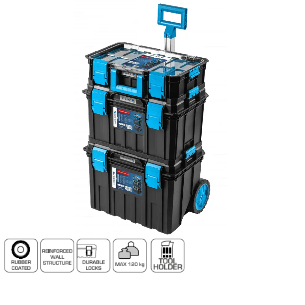 Ящик для інструменту трисекційний на 2 колесах 4 в 1, фото 1