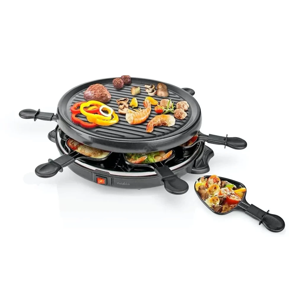 LASENA Raclette Grill, Гриль з антипригарним покриттям і 6 міні сковорідки Raclette Grill, фото 1