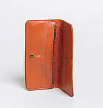 Довгий жіночий гаманець шкіряний стильний з авторським тисненим орнаментом 'Марки', фото 2