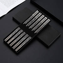 Китайські (японські, корейські) преміум класу палички для їжі, суші, нержавіюча сталь 1 пара (2шт), фото 4