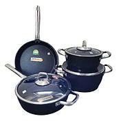 Набір посуду каструль преміум-класу Casa Royal Diamond Pro Pearl P-UKR2010 з гранітним покриттям Чорний