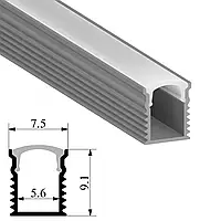 Профиль накладной узкий анодированный 7.5*9.1 мм для светодиодной ленты с шириной платы до 5мм (2м.)