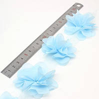 Шифонові квіти для прикрас, декору одягу, 5 см голубого кольору, 1 шт!