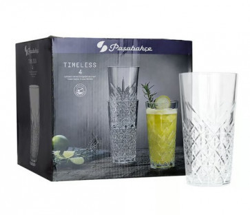 Набір високих скляних склянок Timeless 470мл 4шт Pasabahce 520055