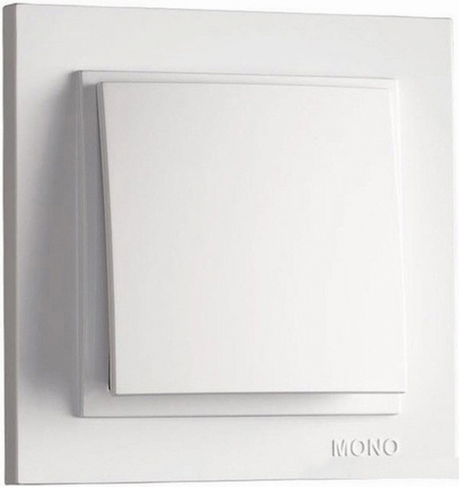 Вимикач одноклавішний білий Mono Electric DESPINA, вимикач одинарний, фото 1
