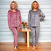 Жіноча піжама великий розмір 58-66, оксамитова піжама з сорочкою і штанами, велюрова 4 кольори, Туреччина, фото 2
