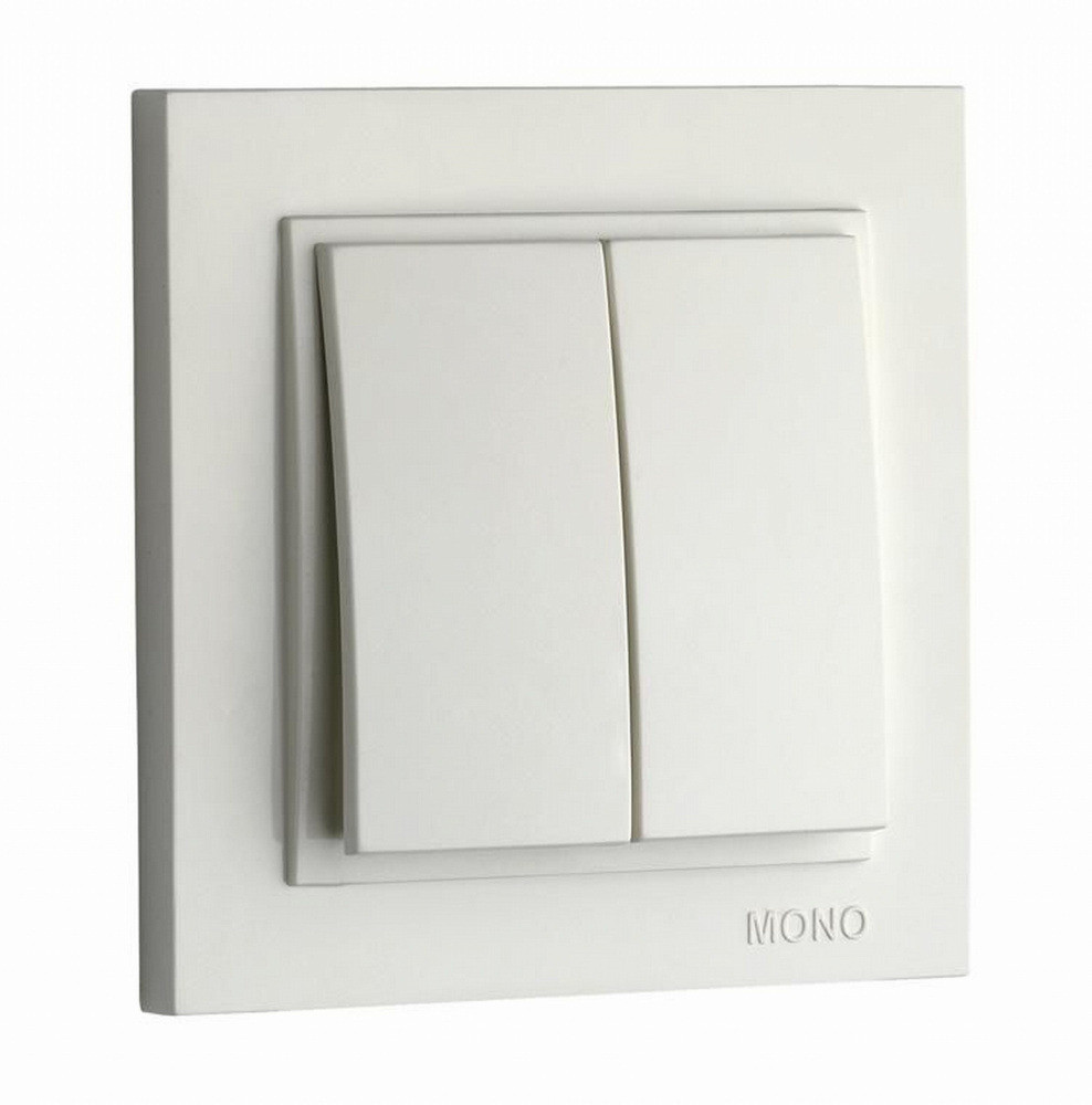 Вимикач двоклавішний білий Mono Electric DESPINA, фото 1