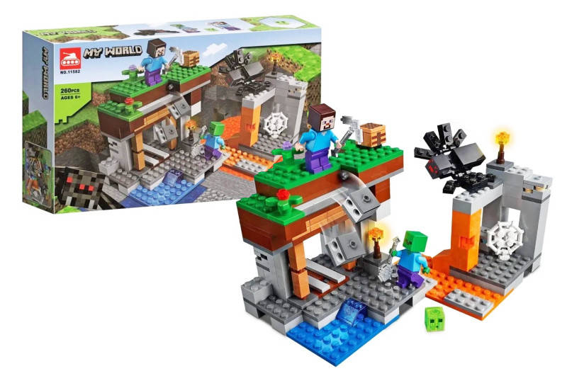 

Конструктор MINECRAFT My world 11582 Заброшенная шахта 260 дет, Разные цвета