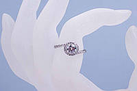 Кольцо женское с камнем, кольцо с фианитом, родий, размер 17
