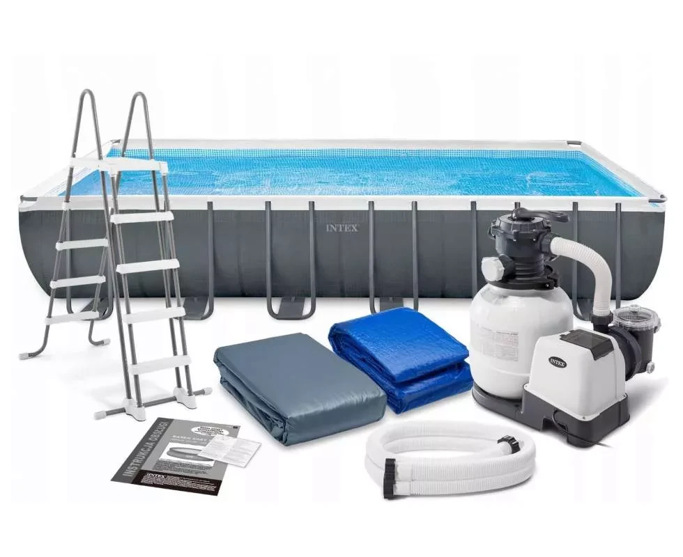 Бассейн каркасный прямоугольный (732 x 366 x 132 см, 31805 л) Intex 26364 Серый (полная комплектация)