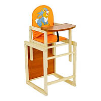 Стільчик-трансформер для годування Зайчик шкірозамінник 2в1 №2041 ТМ "Мася" Помаранчевий