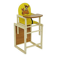 Стільчик-трансформер для годування Оленя Бембі шкірзам 2в1 №2025 ТМ "Мася" Жовтий