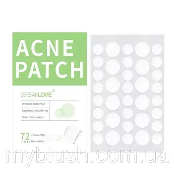 Патчі від прищів Sersanlove ACNE PATCH (екстракт зеленого чаю) 72 штуки