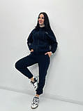 Жіночий зимовий костюм тринитка на флісі, однотонний | Утеплений спортивний костюм-двійка | Кофта + штани | Батал, фото 10