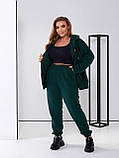 Жіночий зимовий костюм тринитка на флісі, однотонний | Утеплений спортивний костюм-двійка | Кофта + штани | Батал, фото 5