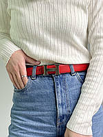 Hermes Leather Belt Red/Silver 100 x 3 cм