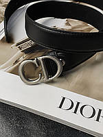 Christian Dior Leather Belt Black/Silver