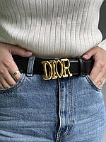 Christian Dior Leather Belt Black/Gold 105 x 3.7 cм