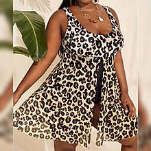 Купальник-туніка. Леопардовий. Великі розміри.