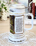 Пивной немецкий бокал, немецкая кружка для пива, керамика, оловянная крышка, Германия