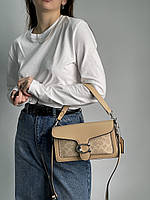 Coach Tabby Shoulder Bag 26 With Signature Canvas Sand Taupe