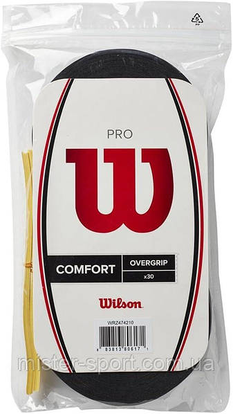 Wilson Pro Overgrip Comfort 30 Grip Reel Black - 30 штук в упаковке намоток  для тенниса: продажа, цена в Черновцах. Спортивные игровые ракетк