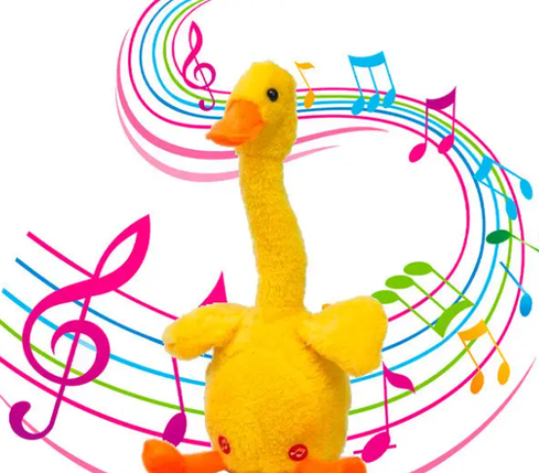 Інтерактивна іграшка велика співаюча та танцююча качка іграшка повторюшка з підсвічуванням "Dansing duck", фото 2