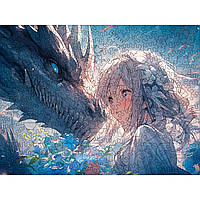 Средний Деревянный Пазл Woods Story Аниме (Девушка с голубым драконом) L